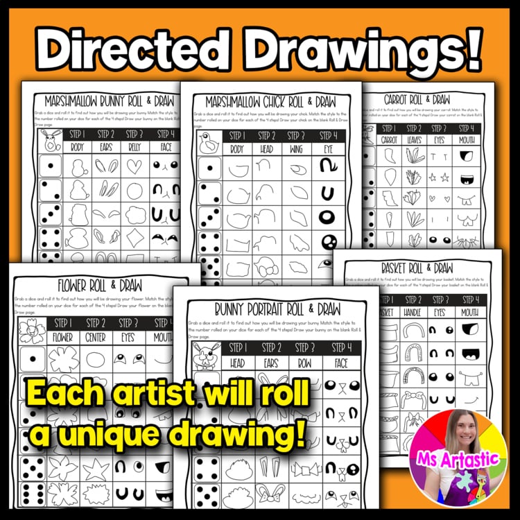 Easter Roll and Draw Directed Drawing Games Easter Art Activities Easter Lesson – image 4