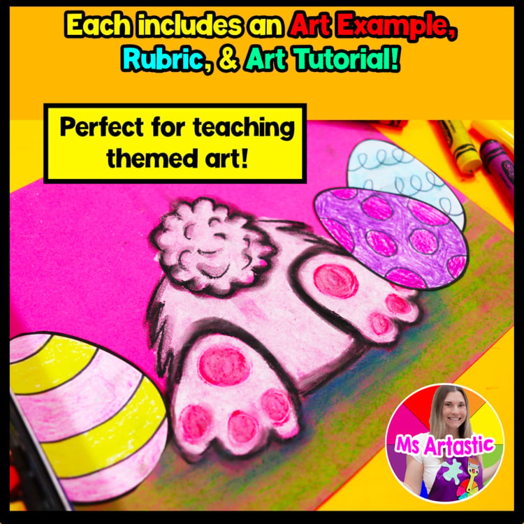 Easter Bunny Egg Hunt Art Project Easter Drawing and Painting Spring Art Lesson – image 2