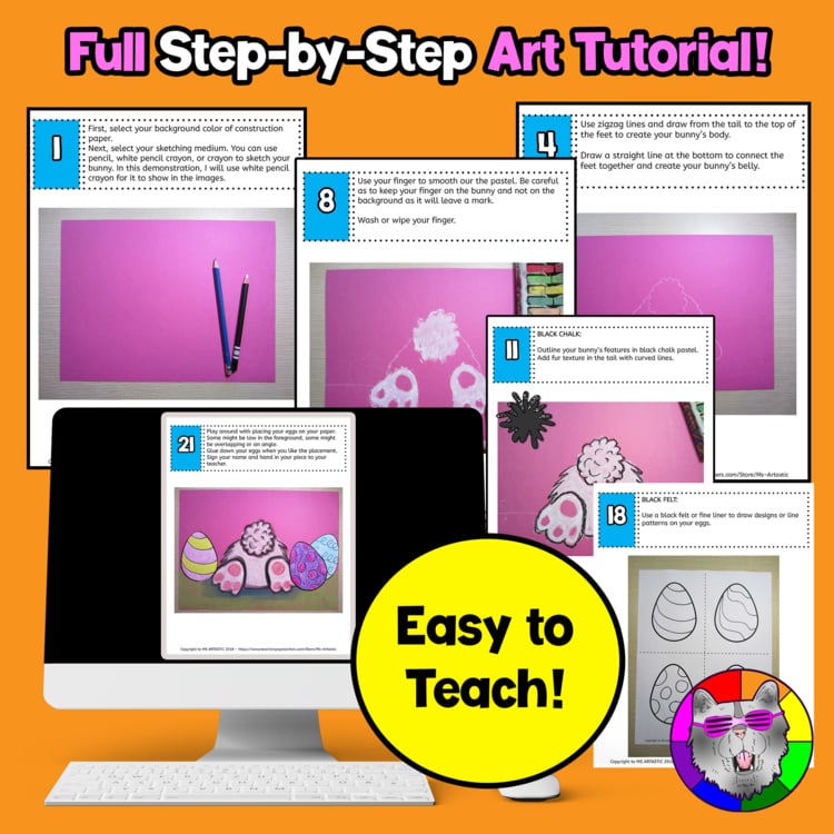 Easter Bunny Egg Hunt Art Project Easter Drawing and Painting Spring Art Lesson – image 4
