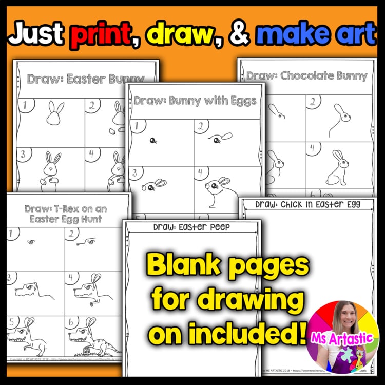 Easter Directed Drawing Easter Art Activities April Worksheets Easter Art Lesson – image 3