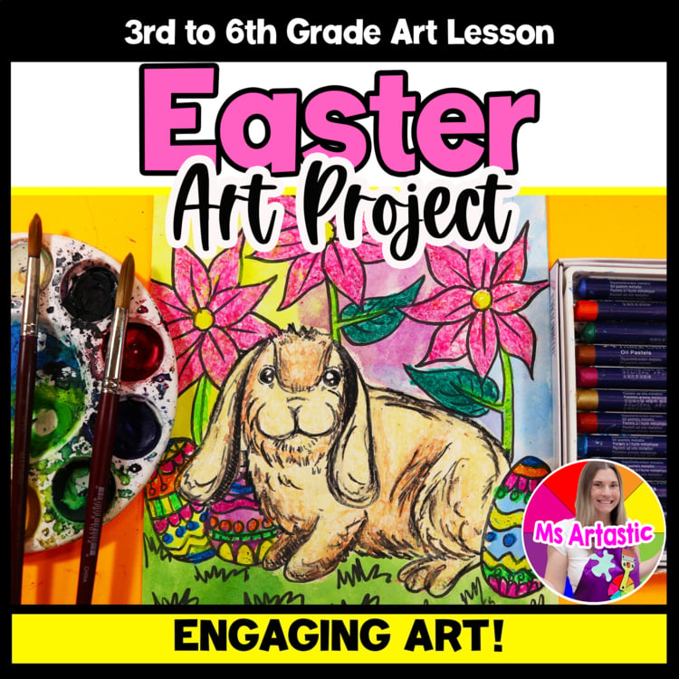 Easter Bunny Art Lesson Wax Resist Easter Bunny Drawing Watercolor Painting