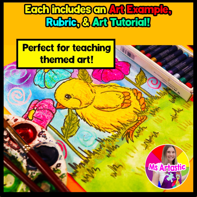 Easter Chick Art Lesson Easter Chick Drawing Wax Resist Painting Art Project – image 2