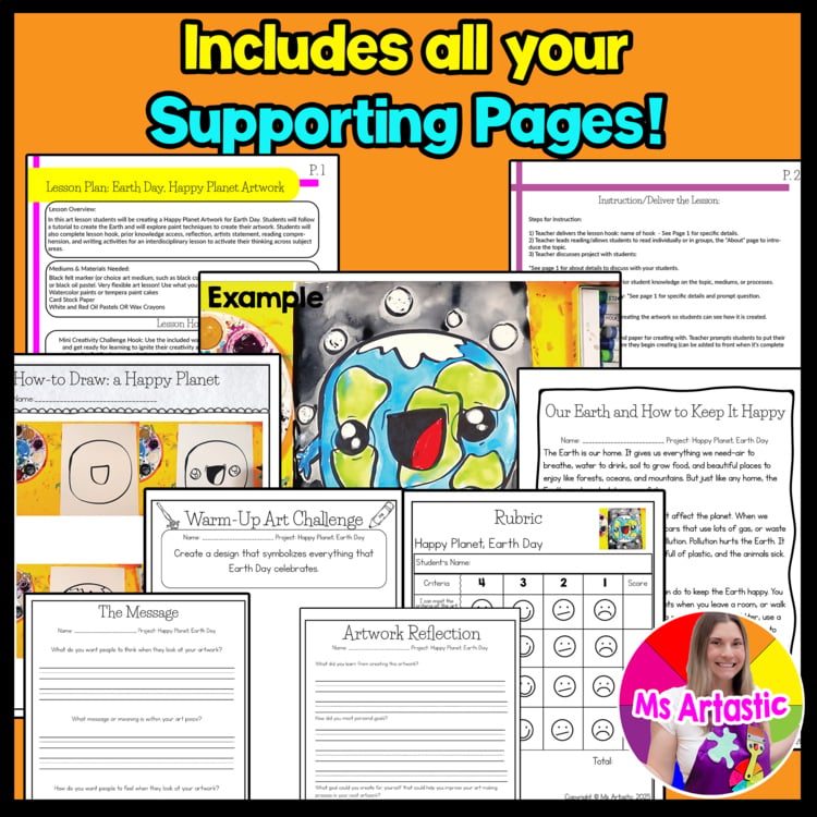 Earth Day Happy Planet Art Lesson Elementary Earth Day Drawing Art Activity – image 3