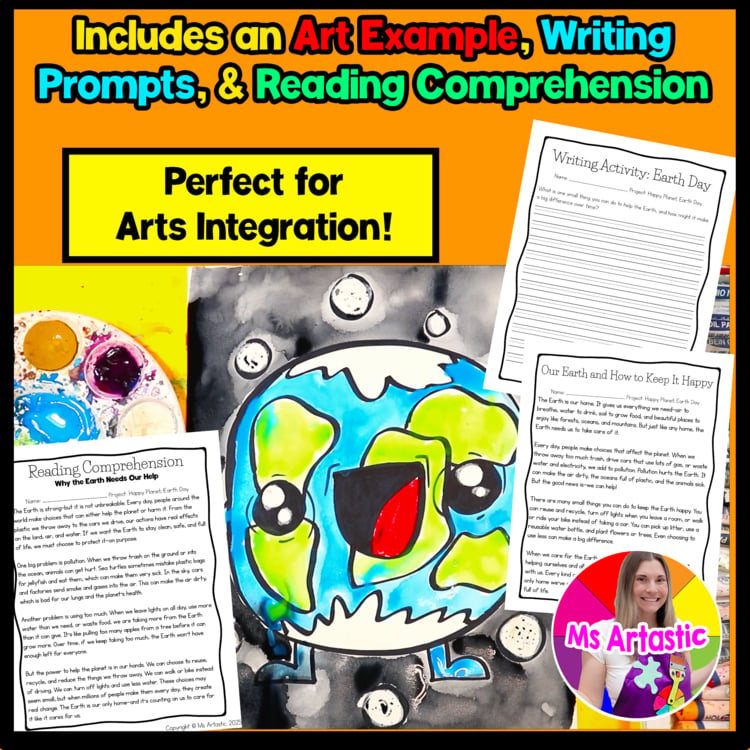 Earth Day Happy Planet Art Lesson Elementary Earth Day Drawing Art Activity – image 2
