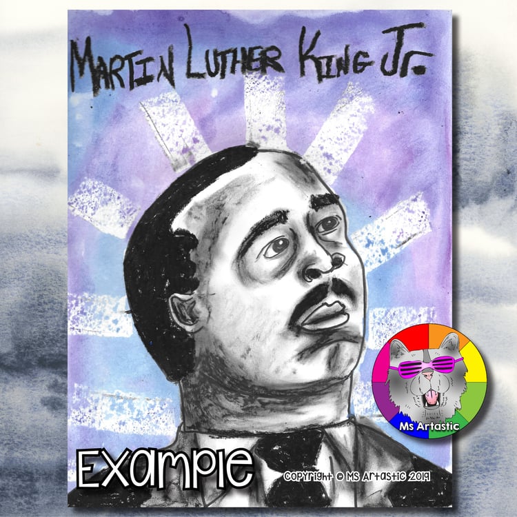 MLK Day Art Lesson MLK Portrait Artwork MLK Art Project MLK Day Art Activity – image 2