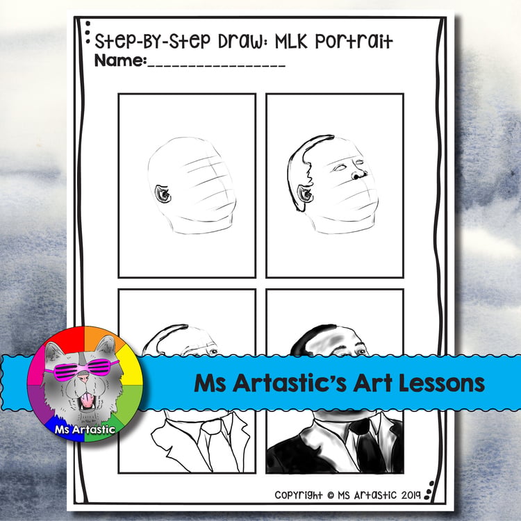 MLK Day Art Lesson MLK Portrait Artwork MLK Art Project MLK Day Art Activity – image 3