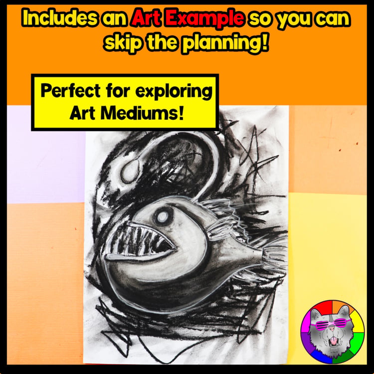 Element of Art Value Art Project Anglerfish Contrast Middle School Art Lesson – image 3