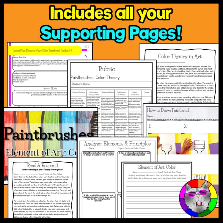 Color Theory Art Lesson Color Mixing Paintbrush Element of Art Color Art Project – image 2