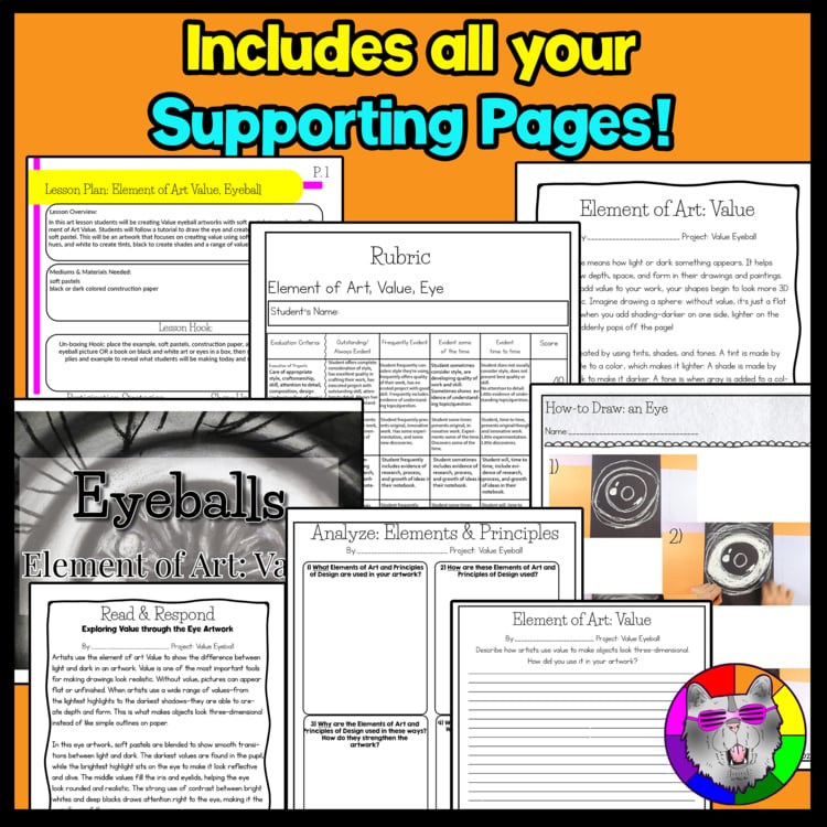 Element of Art Value Art Project Eye Art Lesson Grayscale Shading Art Activity – image 2