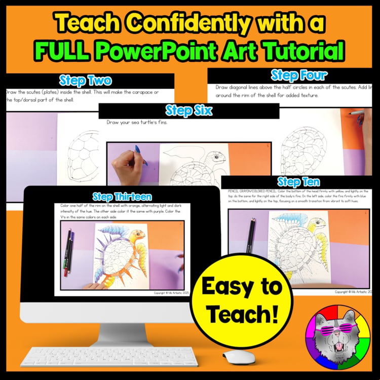 Sea Turtle Art Lesson Warm and Cool Colors Color Theory Art Project Ocean Animal – image 4