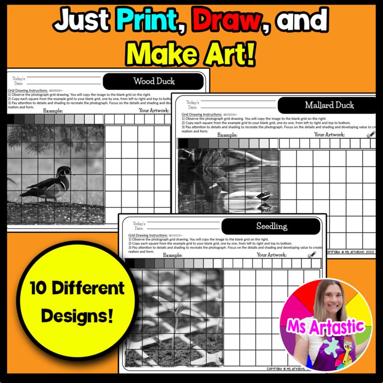 Spring Value Grid Drawing Worksheets Middle | Ms Artastic