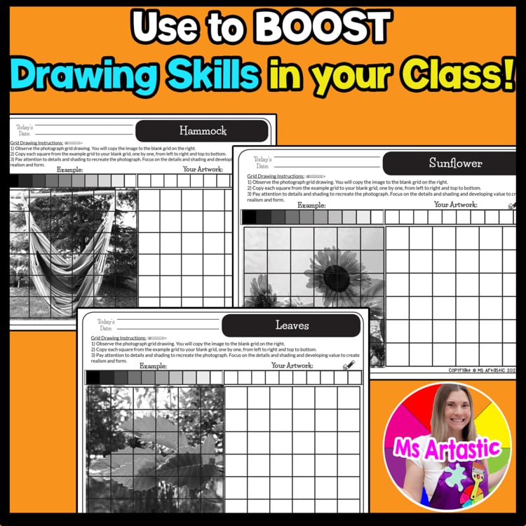 Summer Value Grid Drawing Worksheets Summer Shading and Observation Drawing – image 4