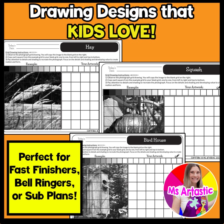 Summer Value Grid Drawing Worksheets Summer Shading and Observation Drawing – image 3