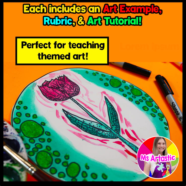Spring Tulip Art Project Spring Art Lesson Using Pointillism Watercolor Painting – image 2