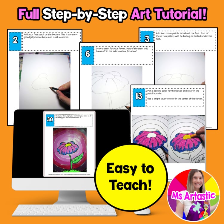 Spring Value Art Lesson Flower Painting Oil Pastel Value Art Project Elementary – image 4