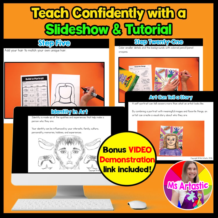 4th Grade About Me Grade 4 Self Portrait Art Project Art Lesson Back to School – image 2