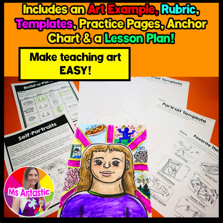 4th Grade About Me Grade 4 Self Portrait Art Project Art Lesson Back to School – image 3