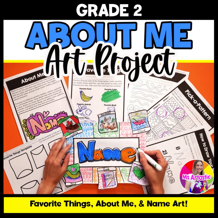 2nd Grade Back to School About Me Name Art Lesson Favorite Things Art Project