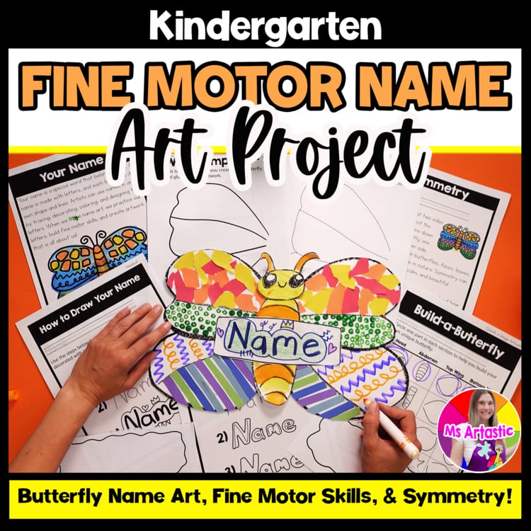 Kindergarten Back to School Name Art Lesson Butterfly Fine Motor Symmetry Art