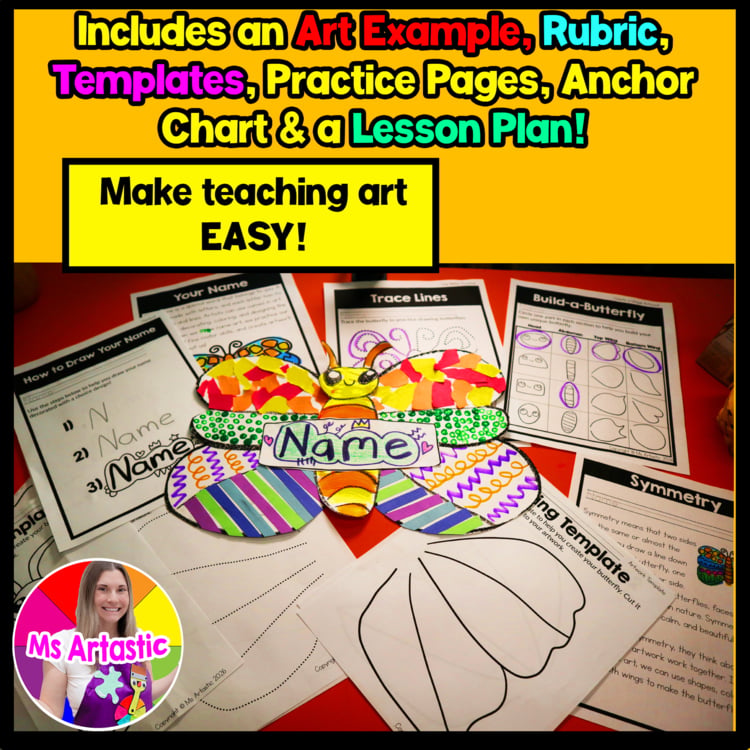 Kindergarten Back to School Name Art Lesson Butterfly Fine Motor Symmetry Art – image 4