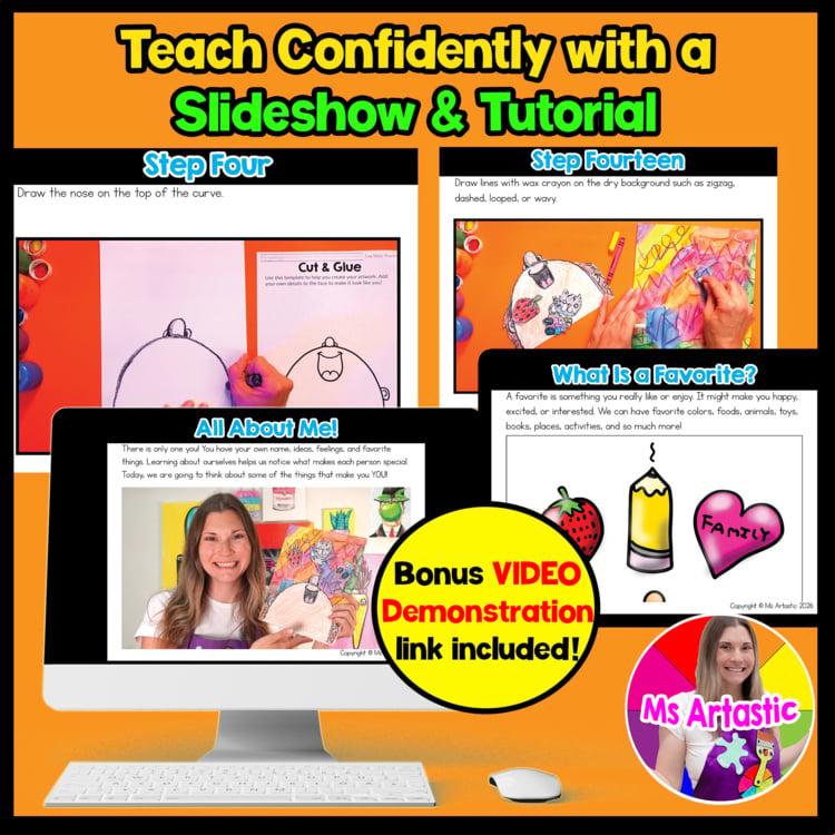 Back to School Preschool About Me Art Lesson Pre K Favorite Things Art Project – image 2
