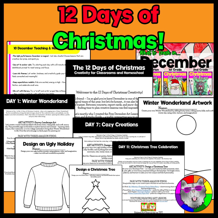 FREE December Art Project Guide 12 Days of Christmas FREE Art Lesson Activities – image 2