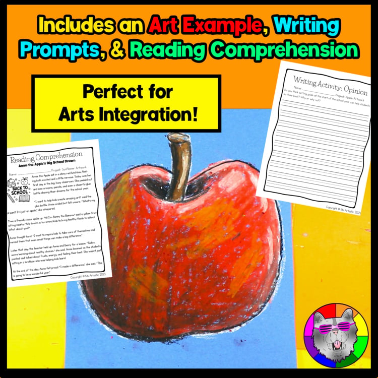 Back to School Art Project Apple Drawing Lesson BTS First Week Art Activity – image 2