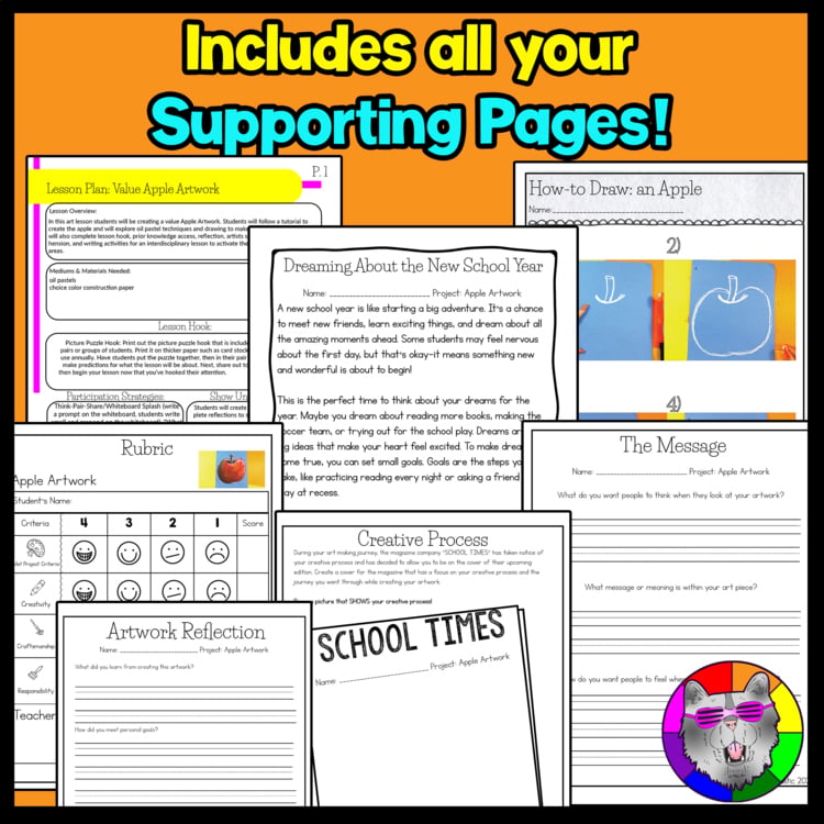 Back to School Art Project Apple Drawing Lesson BTS First Week Art Activity – image 3