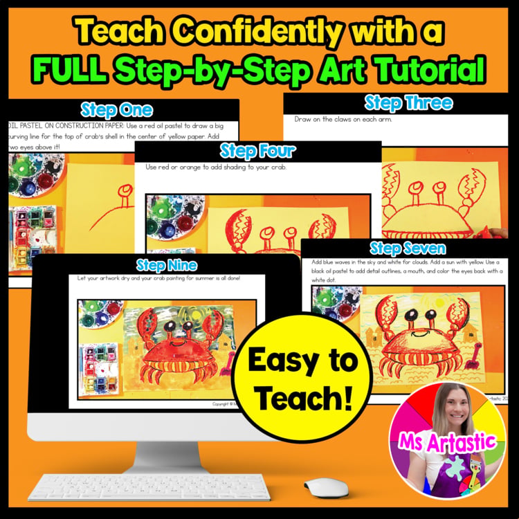 Summer Art Project Crab Art Lesson Writing Prompts Reading Comprehension Camp – image 4