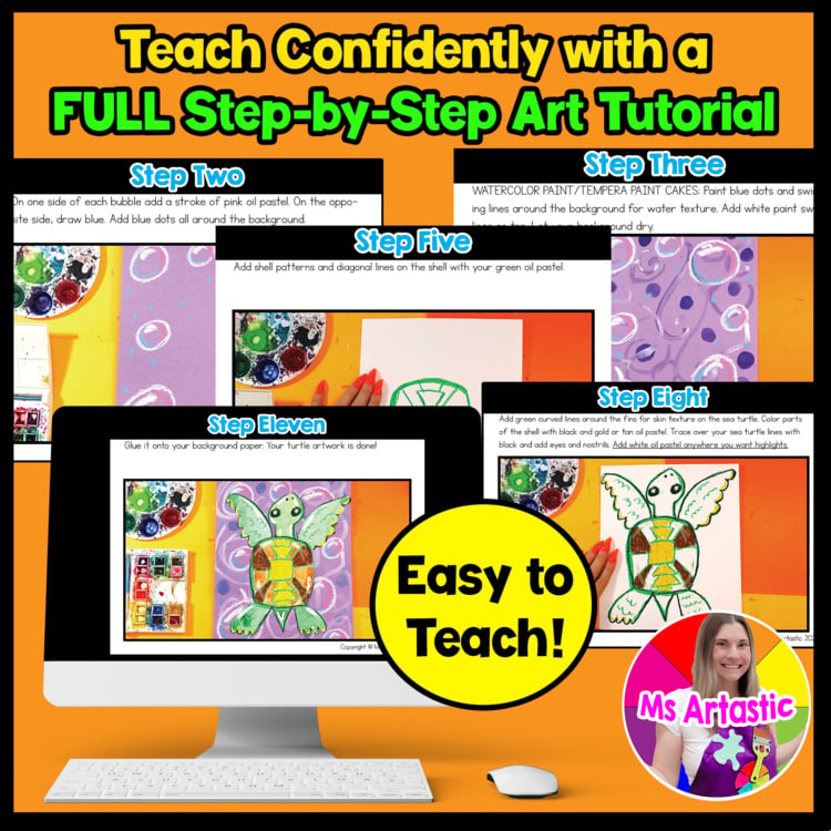 Sea Turtle Art Summer Art Project Summer Art Activity with Writing and Reading – image 4