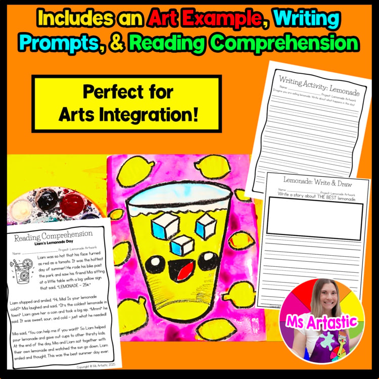 Summer Art Project Activity Lemonade Art Writing Prompts Reading Comprehension – image 2