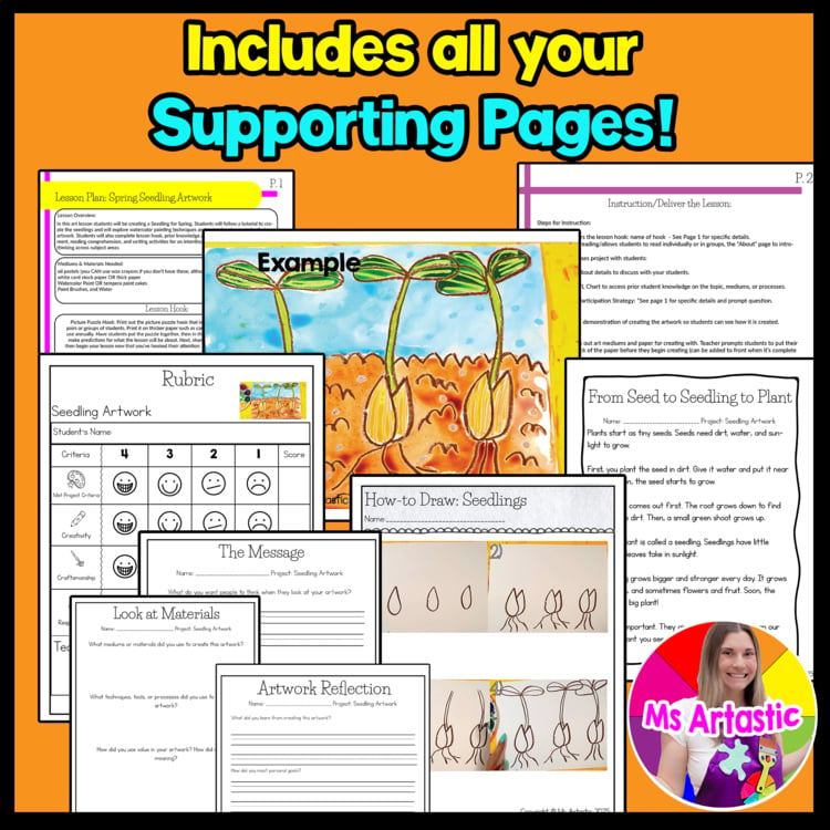Spring Seedling Art Lesson Plant Life Cycle Art Writing and Reading Activity – image 3