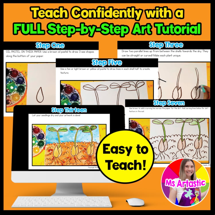 Spring Seedling Art Lesson Plant Life Cycle Art Writing and Reading Activity – image 2