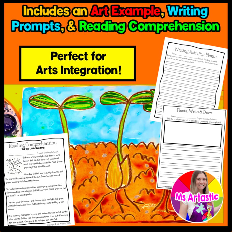 Spring Seedling Art Lesson Plant Life Cycle Art Writing and Reading Activity – image 4