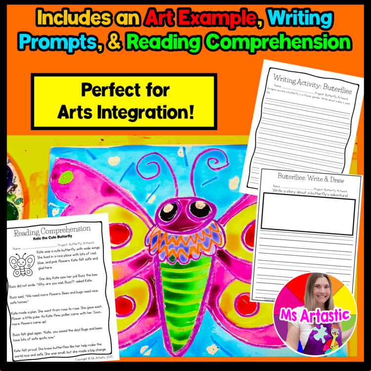 Spring Butterfly Art Lesson Elementary Art Project Spring Insects Art Activity – image 2
