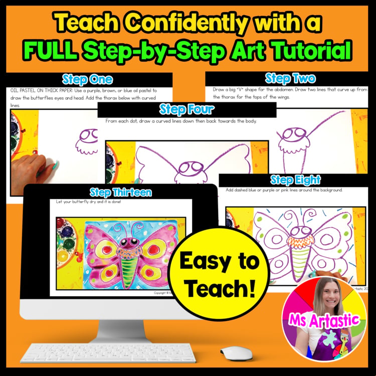 Spring Butterfly Art Lesson Elementary Art Project Spring Insects Art Activity – image 4