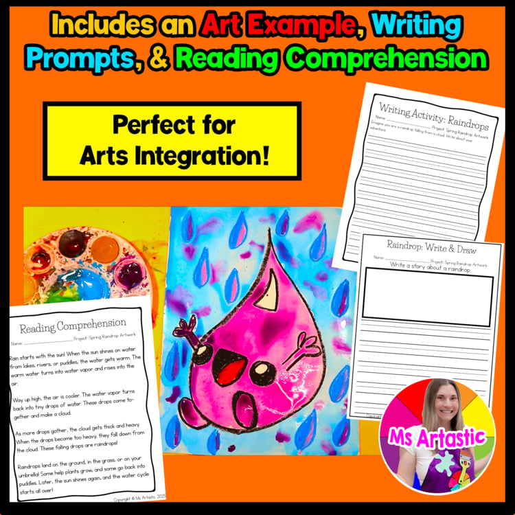 Spring Raindrop Art Lesson Spring Art Project Science Water Cycle Art Activity – image 3