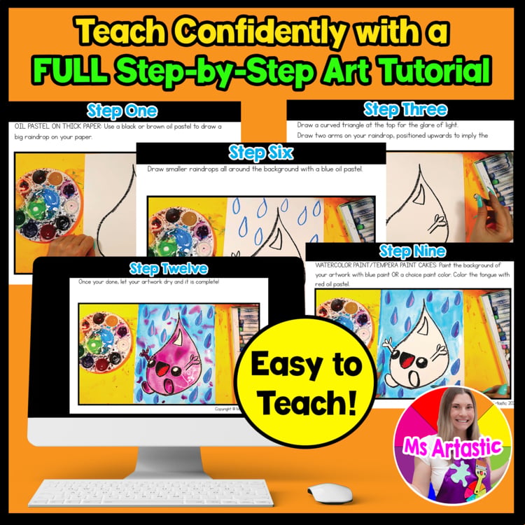 Spring Raindrop Art Lesson Spring Art Project Science Water Cycle Art Activity – image 2