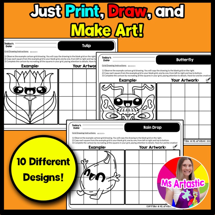 Spring Cartoon Grid Drawing Worksheets Spring Drawing Spring Art Activities – image 2