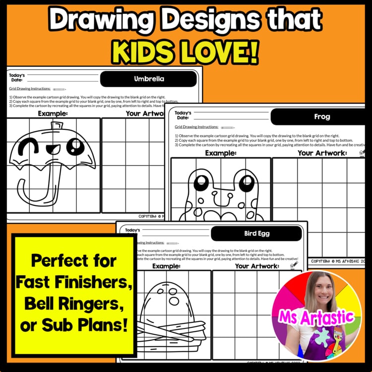 Spring Cartoon Grid Drawing Worksheets Spring Drawing Spring Art Activities – image 3
