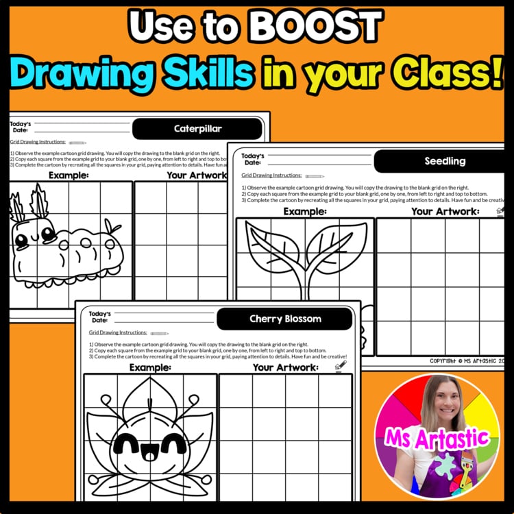 Spring Cartoon Grid Drawing Worksheets Spring Drawing Spring Art Activities – image 4