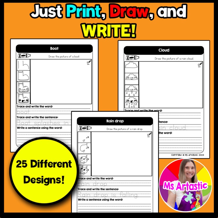 April Writing Practice Directed Drawing Spring Write and Draw Sentence Writing – image 2