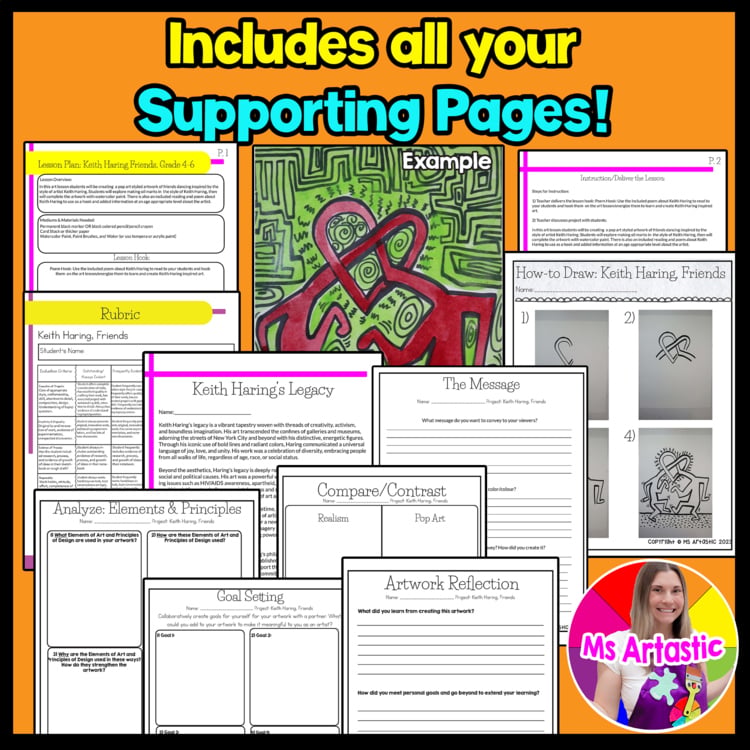 Keith Haring Friendship Art Project Keith Haring Art Lesson Pop Art Activity – image 3