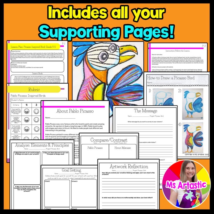 Picasso Bird Art Project Picasso Art Lesson Art History Picasso Art Activity – image 3