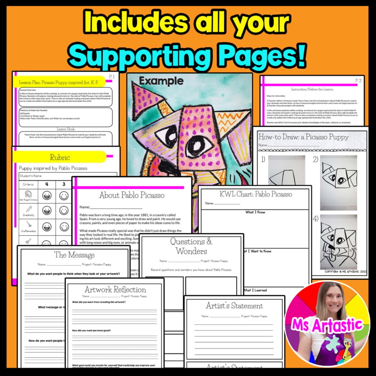 Pablo Picasso Art Lesson Puppy Art Project Kindergarten Art Lesson Art Activity – image 3