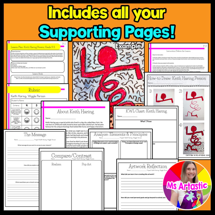 Keith Haring Art Project Pop Art Lesson Drawing Art History Figure Art Activity – image 3
