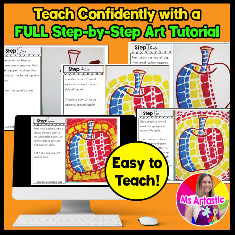 Back to School Art Project Alma Woodsey Thomas Apple Art Lesson First Week Art – image 4