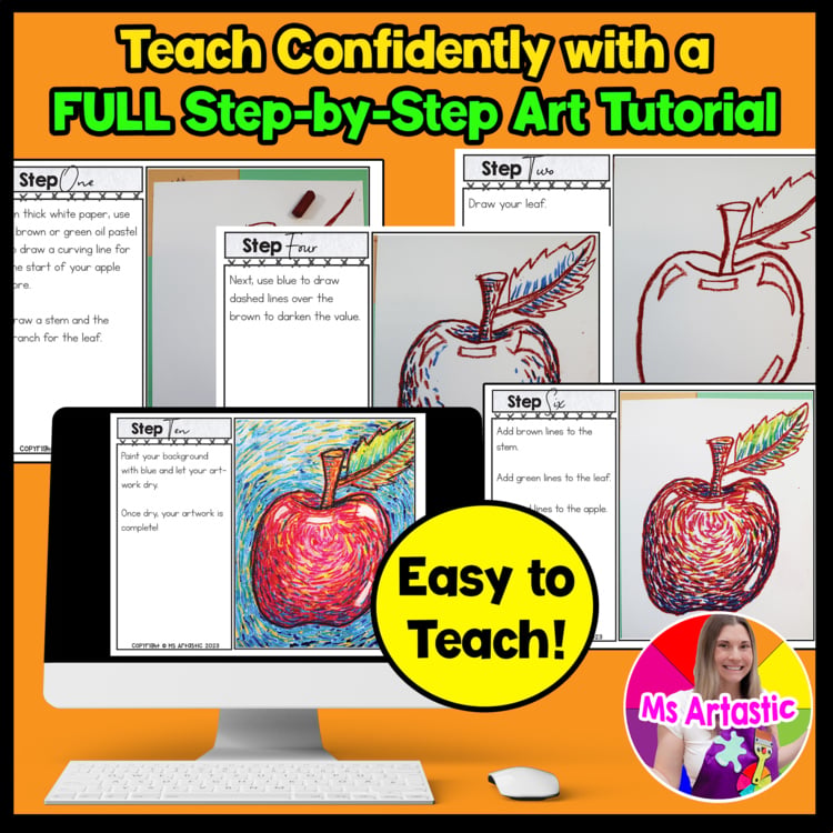 Vincent van Gogh Apple Art Lesson BTS Famous Artist Back to School Art Project – image 4