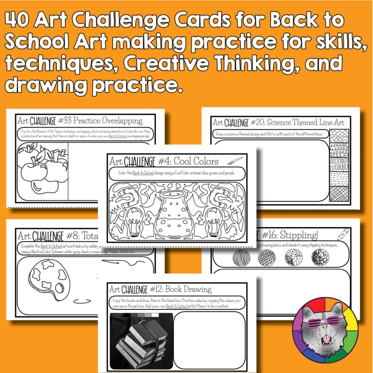 Back to School Art Lesson Drawing Prompts Fast Finishers Bell Ringers Challenges – image 2