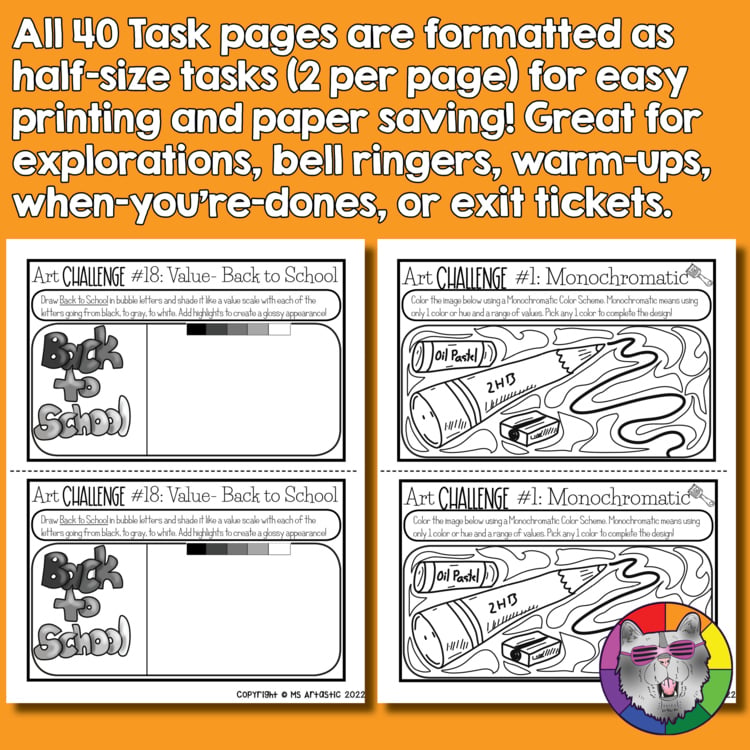 Back to School Art Lesson Drawing Prompts Fast Finishers Bell Ringers Challenges – image 4